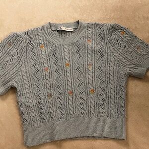ZARA Embroidered knit sweater